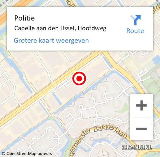 Locatie op kaart van de 112 melding: Politie Capelle aan den IJssel, Hoofdweg op 3 juli 2024 05:55