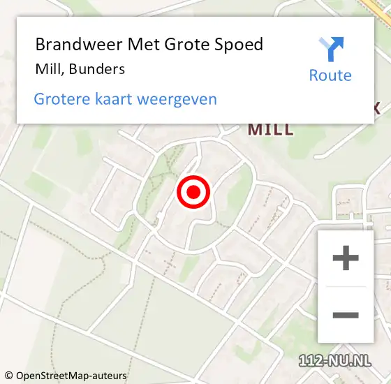 Locatie op kaart van de 112 melding: Brandweer Met Grote Spoed Naar Mill, Bunders op 3 juli 2024 06:35