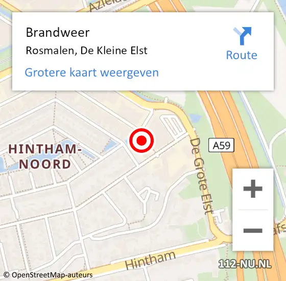 Locatie op kaart van de 112 melding: Brandweer Rosmalen, De Kleine Elst op 11 oktober 2014 17:01