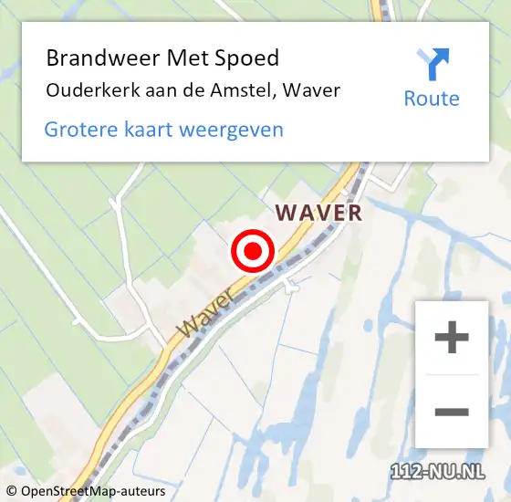 Locatie op kaart van de 112 melding: Brandweer Met Spoed Naar Ouderkerk aan de Amstel, Waver op 3 juli 2024 07:03