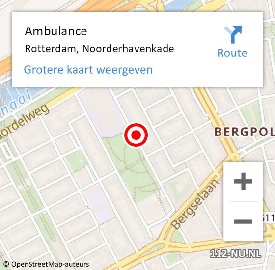 Locatie op kaart van de 112 melding: Ambulance Rotterdam, Noorderhavenkade op 3 juli 2024 07:07