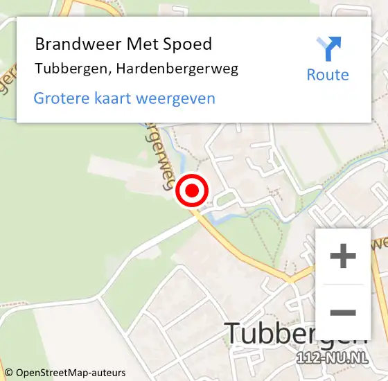 Locatie op kaart van de 112 melding: Brandweer Met Spoed Naar Tubbergen, Hardenbergerweg op 3 juli 2024 07:15