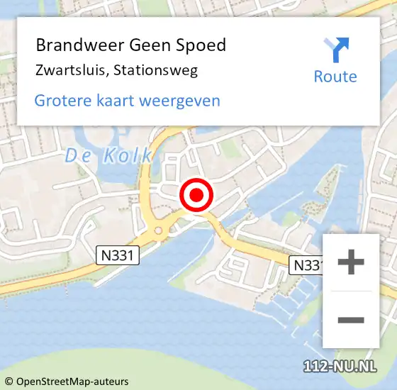 Locatie op kaart van de 112 melding: Brandweer Geen Spoed Naar Zwartsluis, Stationsweg op 3 juli 2024 07:20