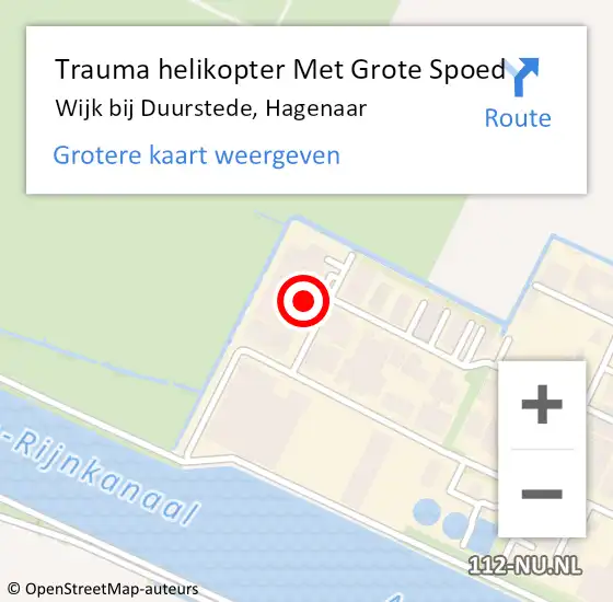 Locatie op kaart van de 112 melding: Trauma helikopter Met Grote Spoed Naar Wijk bij Duurstede, Hagenaar op 3 juli 2024 07:40