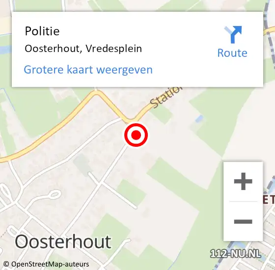 Locatie op kaart van de 112 melding: Politie Oosterhout, Vredesplein op 3 juli 2024 07:48