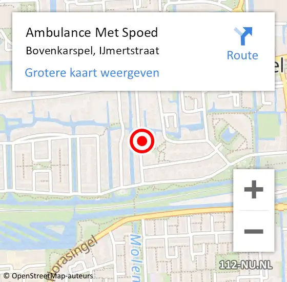 Locatie op kaart van de 112 melding: Ambulance Met Spoed Naar Bovenkarspel, IJmertstraat op 3 juli 2024 07:54