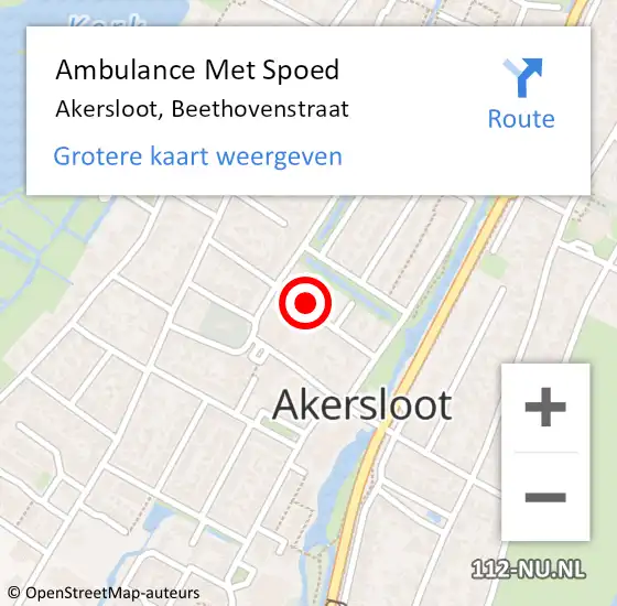 Locatie op kaart van de 112 melding: Ambulance Met Spoed Naar Akersloot, Beethovenstraat op 3 juli 2024 07:58