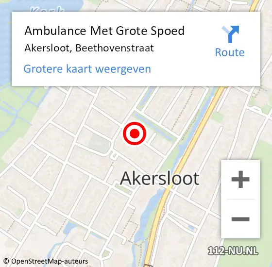 Locatie op kaart van de 112 melding: Ambulance Met Grote Spoed Naar Akersloot, Beethovenstraat op 3 juli 2024 07:59