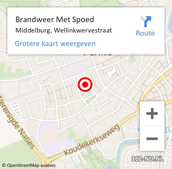 Locatie op kaart van de 112 melding: Brandweer Met Spoed Naar Middelburg, Wellinkwervestraat op 3 juli 2024 08:00