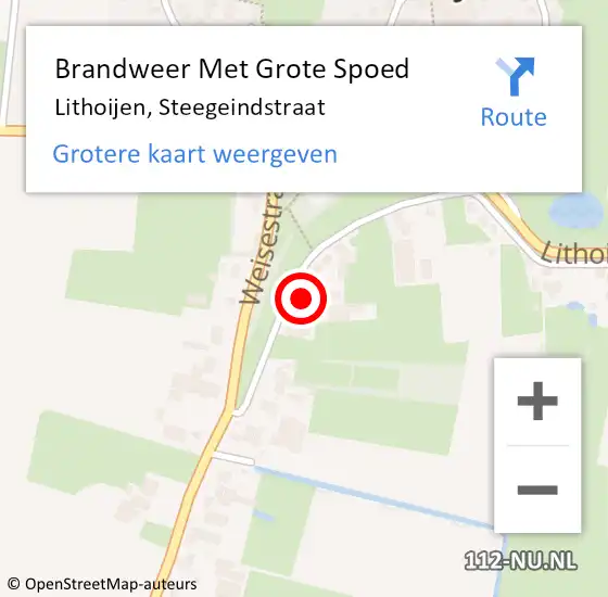 Locatie op kaart van de 112 melding: Brandweer Met Grote Spoed Naar Lithoijen, Steegeindstraat op 3 juli 2024 08:26