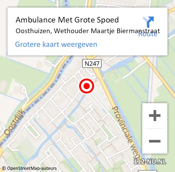 Locatie op kaart van de 112 melding: Ambulance Met Grote Spoed Naar Oosthuizen, Wethouder Maartje Biermanstraat op 3 juli 2024 08:37