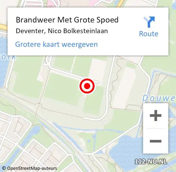 Locatie op kaart van de 112 melding: Brandweer Met Grote Spoed Naar Deventer, Nico Bolkesteinlaan op 3 juli 2024 08:46