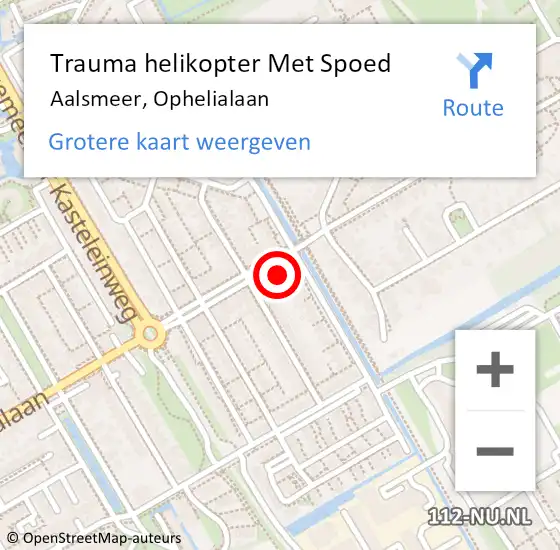 Locatie op kaart van de 112 melding: Trauma helikopter Met Spoed Naar Aalsmeer, Ophelialaan op 3 juli 2024 08:49