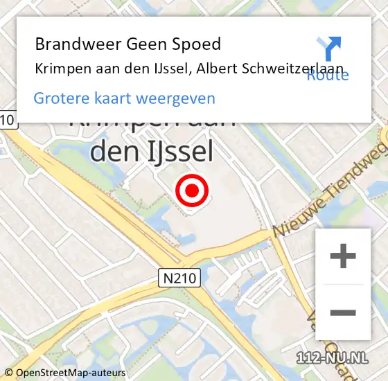 Locatie op kaart van de 112 melding: Brandweer Geen Spoed Naar Krimpen aan den IJssel, Albert Schweitzerlaan op 3 juli 2024 08:56