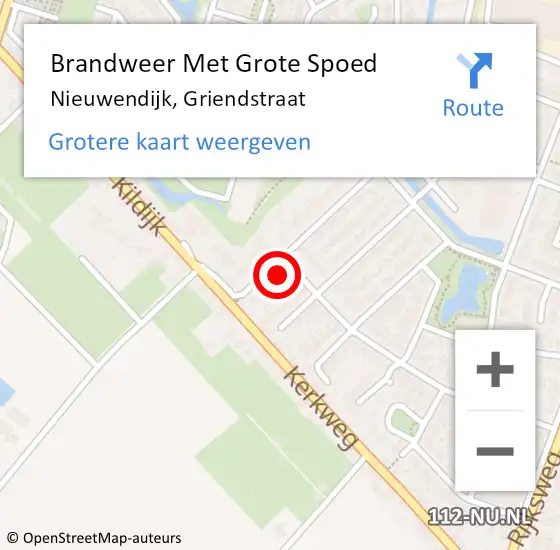 Locatie op kaart van de 112 melding: Brandweer Met Grote Spoed Naar Nieuwendijk, Griendstraat op 3 juli 2024 09:18