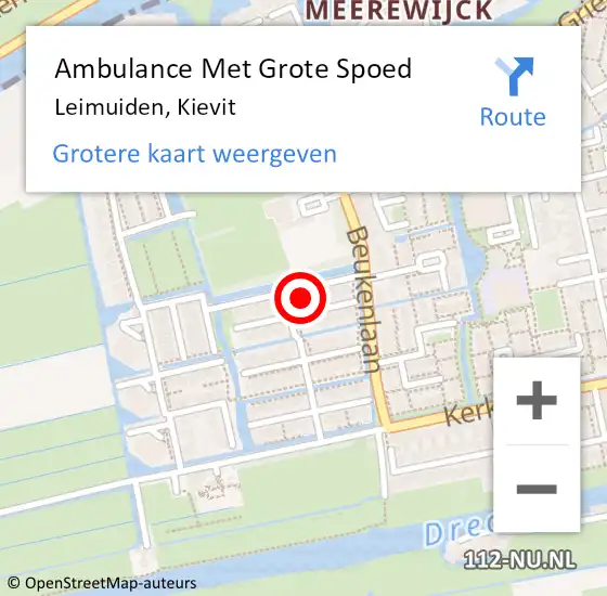 Locatie op kaart van de 112 melding: Ambulance Met Grote Spoed Naar Leimuiden, Kievit op 3 juli 2024 09:28