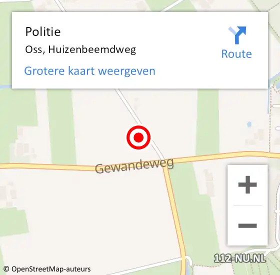 Locatie op kaart van de 112 melding: Politie Oss, Huizenbeemdweg op 3 juli 2024 09:43