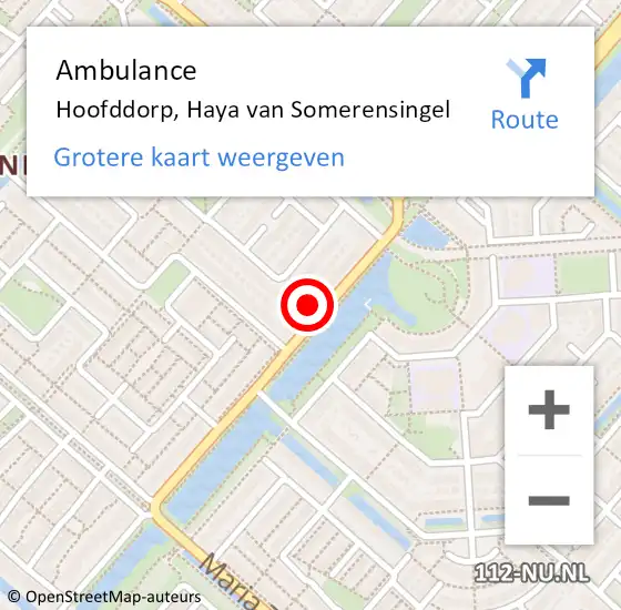 Locatie op kaart van de 112 melding: Ambulance Hoofddorp, Haya van Somerensingel op 3 juli 2024 09:49