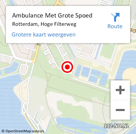 Locatie op kaart van de 112 melding: Ambulance Met Grote Spoed Naar Rotterdam, Hoge Filterweg op 3 juli 2024 10:01