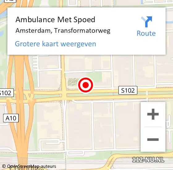 Locatie op kaart van de 112 melding: Ambulance Met Spoed Naar Amsterdam, Transformatorweg op 3 juli 2024 10:09