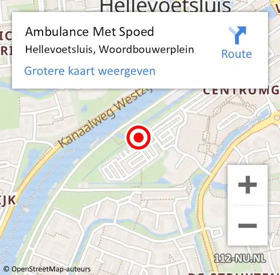 Locatie op kaart van de 112 melding: Ambulance Met Spoed Naar Hellevoetsluis, Woordbouwerplein op 3 juli 2024 10:12