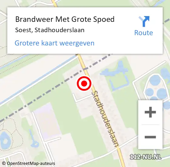 Locatie op kaart van de 112 melding: Brandweer Met Grote Spoed Naar Soest, Stadhouderslaan op 3 juli 2024 10:20