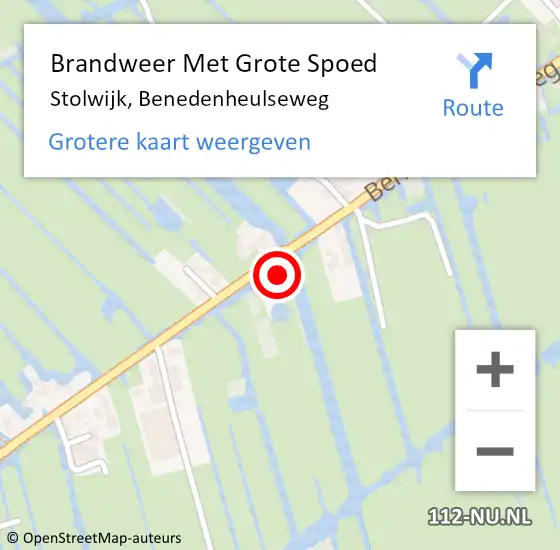 Locatie op kaart van de 112 melding: Brandweer Met Grote Spoed Naar Stolwijk, Benedenheulseweg op 3 juli 2024 10:28