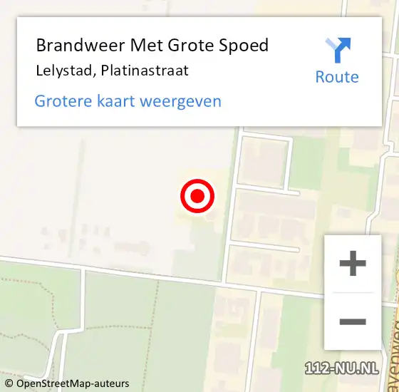 Locatie op kaart van de 112 melding: Brandweer Met Grote Spoed Naar Lelystad, Platinastraat op 3 juli 2024 10:51