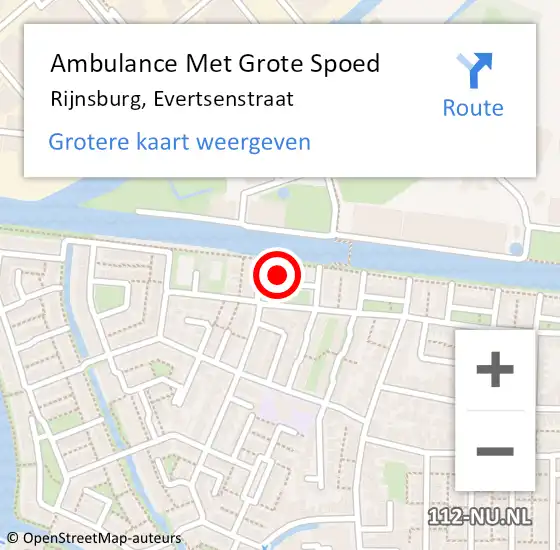 Locatie op kaart van de 112 melding: Ambulance Met Grote Spoed Naar Rijnsburg, Evertsenstraat op 3 juli 2024 10:55