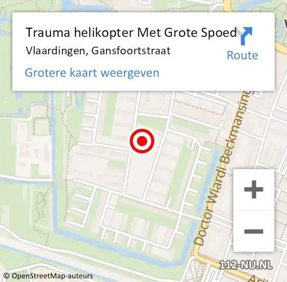 Locatie op kaart van de 112 melding: Trauma helikopter Met Grote Spoed Naar Vlaardingen, Gansfoortstraat op 3 juli 2024 11:18