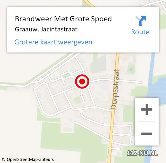 Locatie op kaart van de 112 melding: Brandweer Met Grote Spoed Naar Graauw, Jacintastraat op 3 juli 2024 11:34