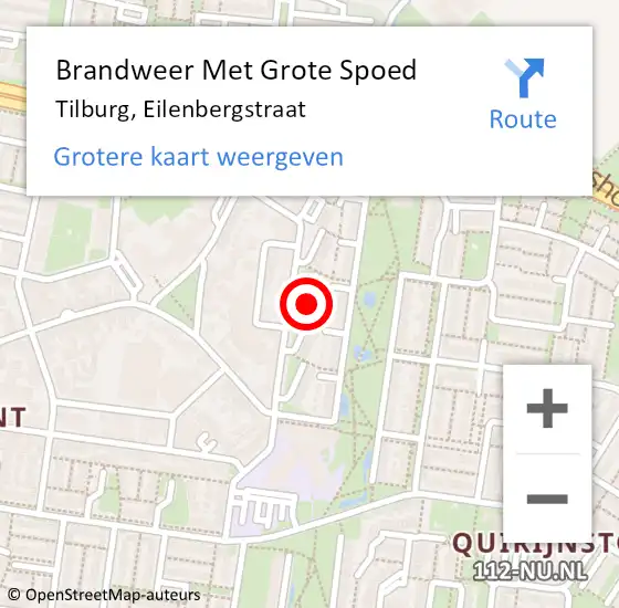 Locatie op kaart van de 112 melding: Brandweer Met Grote Spoed Naar Tilburg, Eilenbergstraat op 3 juli 2024 11:34