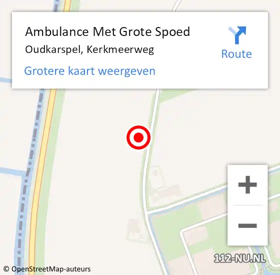 Locatie op kaart van de 112 melding: Ambulance Met Grote Spoed Naar Oudkarspel, Kerkmeerweg op 3 juli 2024 11:37