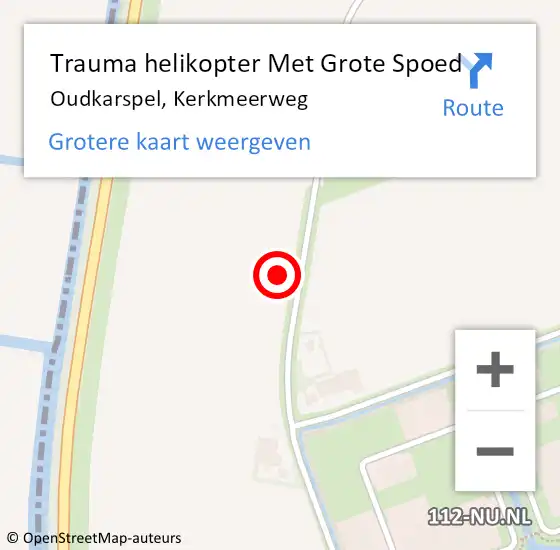 Locatie op kaart van de 112 melding: Trauma helikopter Met Grote Spoed Naar Oudkarspel, Kerkmeerweg op 3 juli 2024 11:37