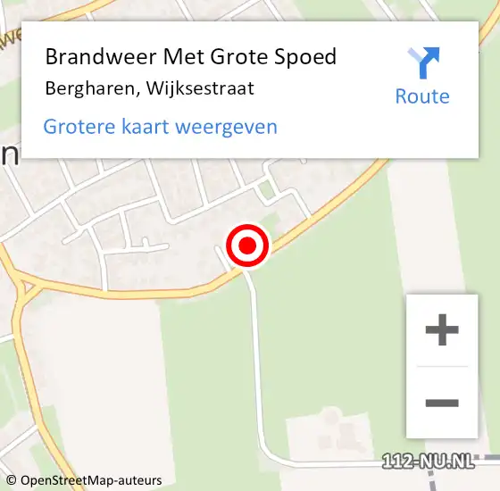 Locatie op kaart van de 112 melding: Brandweer Met Grote Spoed Naar Bergharen, Wijksestraat op 3 juli 2024 11:54