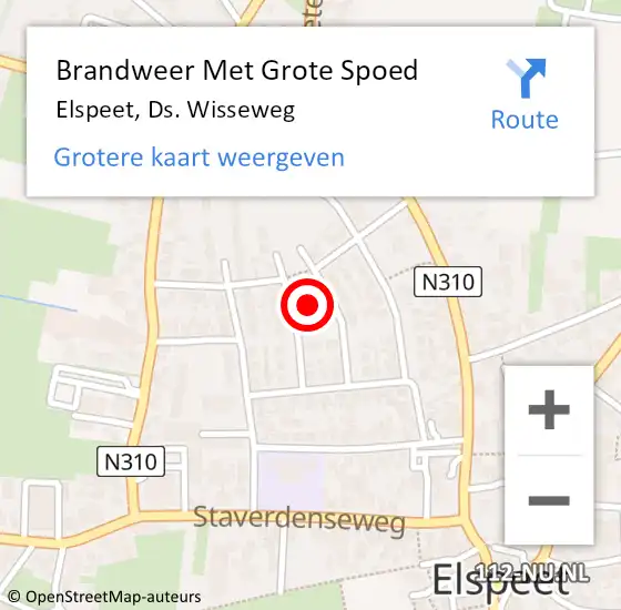 Locatie op kaart van de 112 melding: Brandweer Met Grote Spoed Naar Elspeet, Ds. Wisseweg op 3 juli 2024 11:59