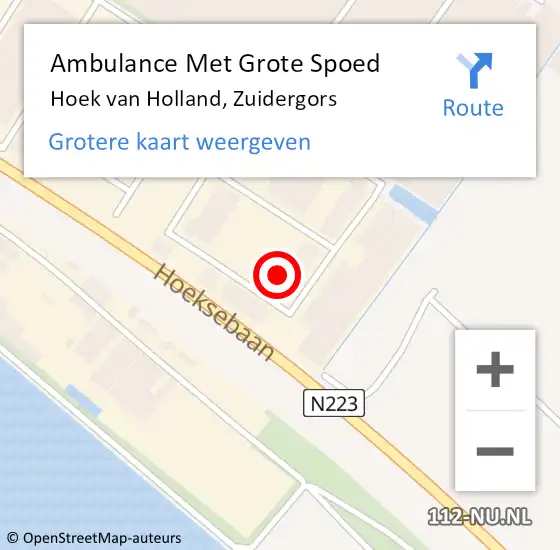 Locatie op kaart van de 112 melding: Ambulance Met Grote Spoed Naar Hoek van Holland, Zuidergors op 3 juli 2024 12:04