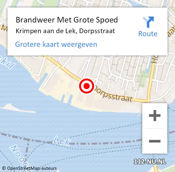 Locatie op kaart van de 112 melding: Brandweer Met Grote Spoed Naar Krimpen aan de Lek, Dorpsstraat op 3 juli 2024 12:08