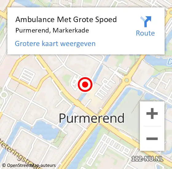 Locatie op kaart van de 112 melding: Ambulance Met Grote Spoed Naar Purmerend, Markerkade op 3 juli 2024 12:11