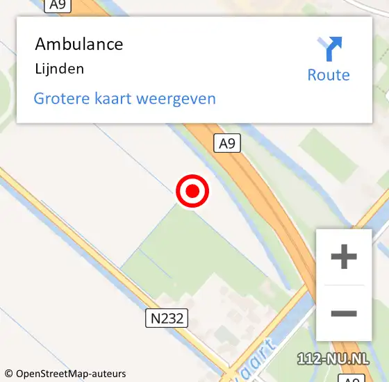 Locatie op kaart van de 112 melding: Ambulance Lijnden op 3 juli 2024 12:14