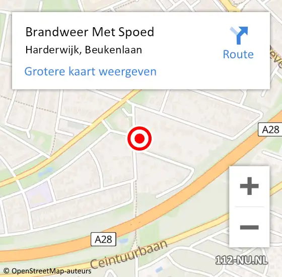 Locatie op kaart van de 112 melding: Brandweer Met Spoed Naar Harderwijk, Beukenlaan op 3 juli 2024 12:15