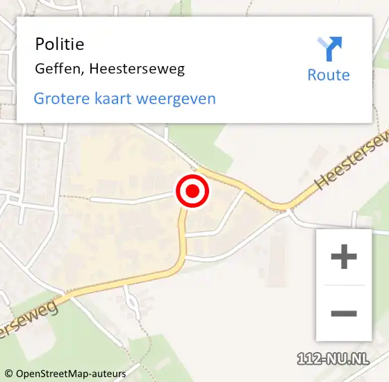 Locatie op kaart van de 112 melding: Politie Geffen, Heesterseweg op 3 juli 2024 12:17