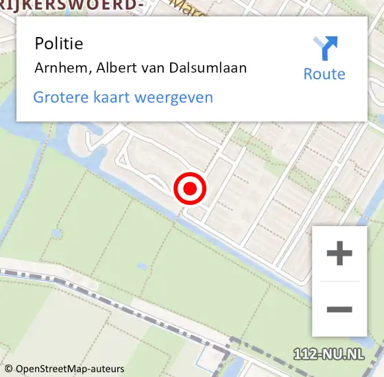 Locatie op kaart van de 112 melding: Politie Arnhem, Albert van Dalsumlaan op 3 juli 2024 12:28