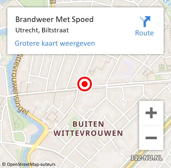 Locatie op kaart van de 112 melding: Brandweer Met Spoed Naar Utrecht, Biltstraat op 3 juli 2024 12:29