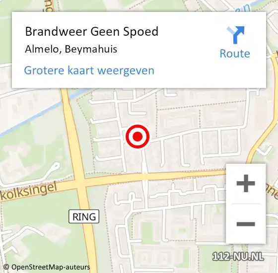 Locatie op kaart van de 112 melding: Brandweer Geen Spoed Naar Almelo, Beymahuis op 3 juli 2024 12:35