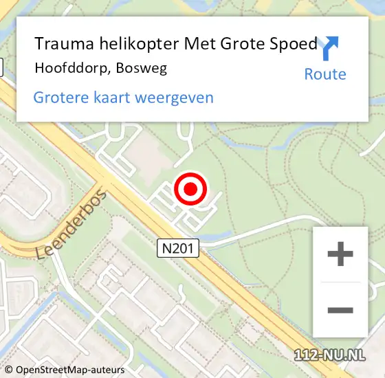 Locatie op kaart van de 112 melding: Trauma helikopter Met Grote Spoed Naar Hoofddorp, Bosweg op 3 juli 2024 12:45