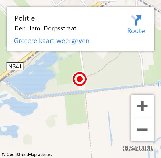 Locatie op kaart van de 112 melding: Politie Den Ham, Dorpsstraat op 3 juli 2024 12:45