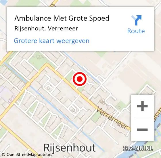 Locatie op kaart van de 112 melding: Ambulance Met Grote Spoed Naar Rijsenhout, Verremeer op 3 juli 2024 13:00