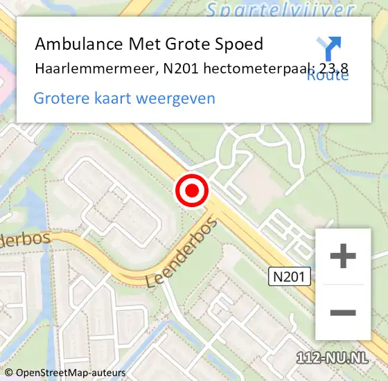 Locatie op kaart van de 112 melding: Ambulance Met Grote Spoed Naar Haarlemmermeer, N201 hectometerpaal: 23,8 op 3 juli 2024 13:04