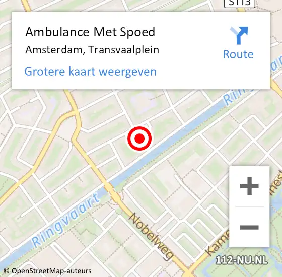 Locatie op kaart van de 112 melding: Ambulance Met Spoed Naar Amsterdam, Transvaalplein op 3 juli 2024 13:06